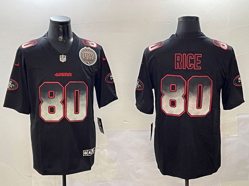 Men San Francisco 49ers #80 Rice Black Nike Smoke Fashion 2024 Limited NFL Jersey style 3->san francisco 49ers->NFL Jersey